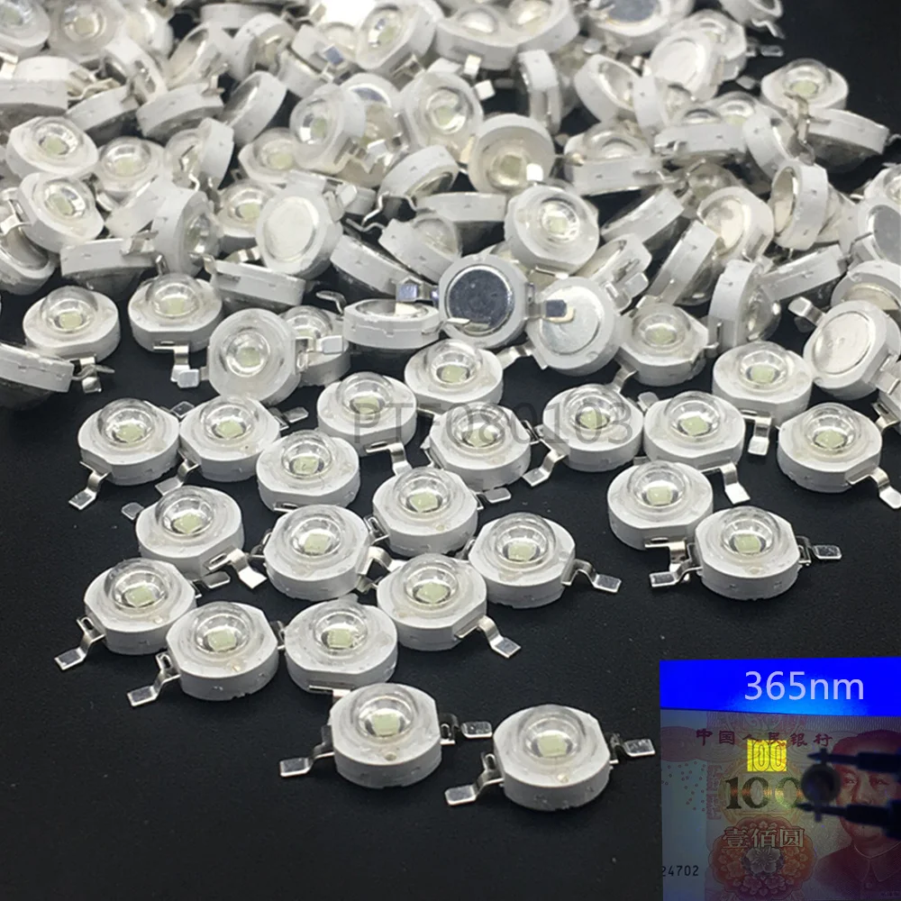 50PCS 3W LED High power LED UV Lamp Purple 395-400nm 700mA 3.4-3.6V 15-20LM 45mil