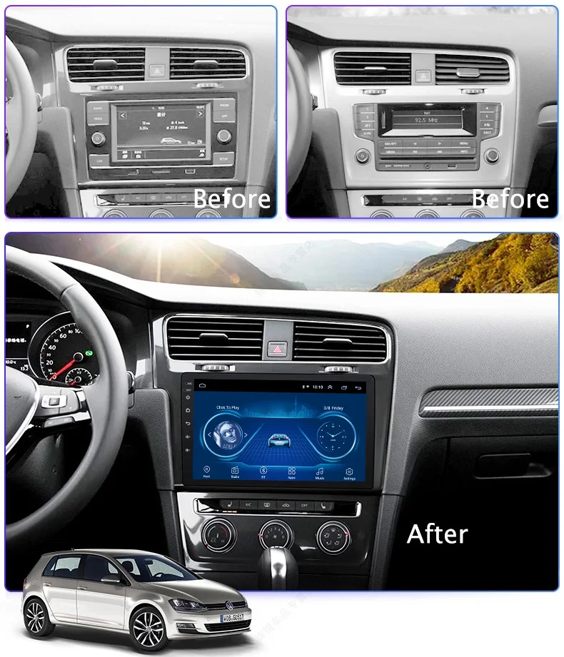 Android 8 1 2.5D Закаленное HD сенсорный экран 10 дюймов радио для Volkswagen golf 7 2014 2018 с Bluetooth USB