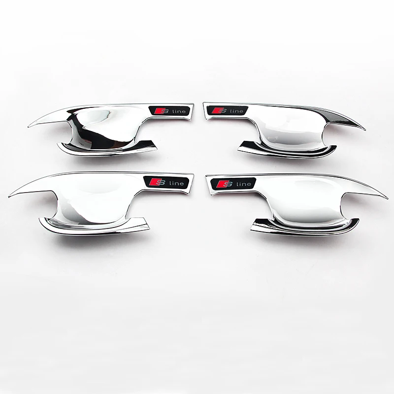 Silver-4pcs Новая ABS Автомобильная внешняя дверная ручка стикер для выемки крышка декоративная защита для Audi A4L Q5L A5- аксессуары для стайлинга автомобилей - Название цвета: Silver-4pcs