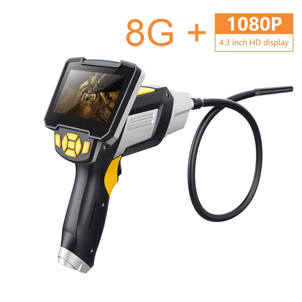 1080P 3M 4.3 Inch Pipe Inspection Industrial Endoscope Inspection Cameral IP67 Waterproof Snake Tube Borescopes with 8G SD Card