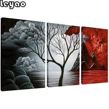 

Cloud tree abstract landscape Diamond painting full square 3 pieces/set DIY diamond Embroidery Triptych Home Decoration Picture