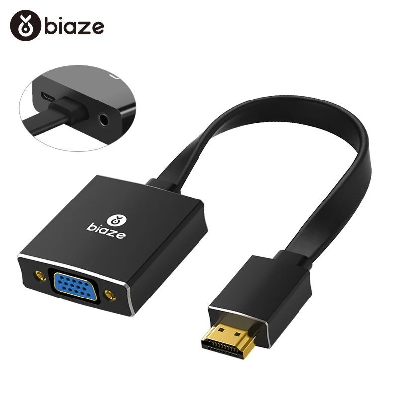 

Biaze HDMI to VGA adapter For PS4 Pro Raspberry Pi 3 2 Chromebook TV HDMI VGA Adapter Cable with Audio 3.5 mm jack