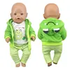 2022 New Cute frog three piece set  Suits Fit For 43cm  Baby Doll 17 Inch Reborn Baby Doll Clothes ► Photo 1/6