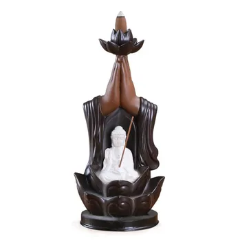 

Buddha statue Smoke Backflow Incense Burner Aromatherapy furnace Incense Base Home Teahouse Decoration Crafts