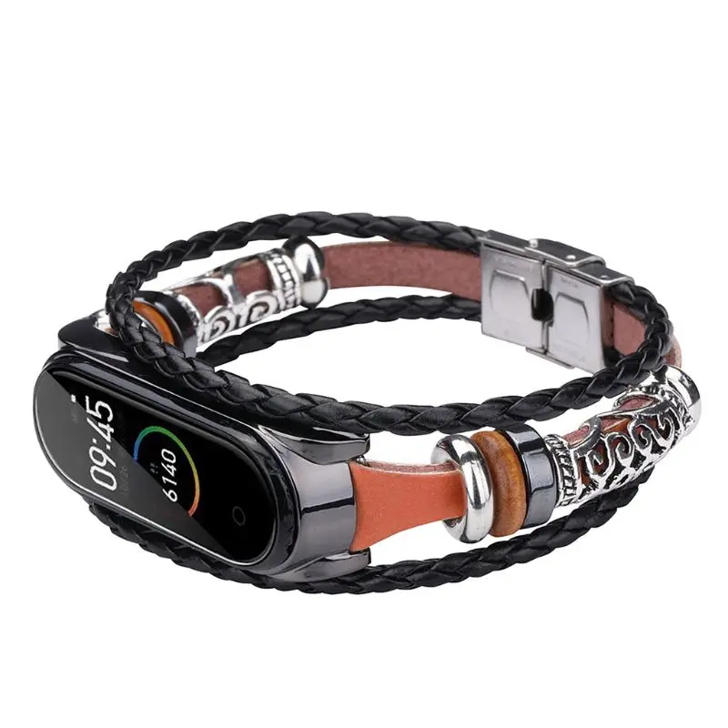 Винтажный Плетеный веревочный браслет с металлической пряжкой, ремешок для часов, сменный ремешок для Xiaomi Mi, ремешок 4/3, аксессуары для браслетов B0KF - Цвет ремешка: Хаки