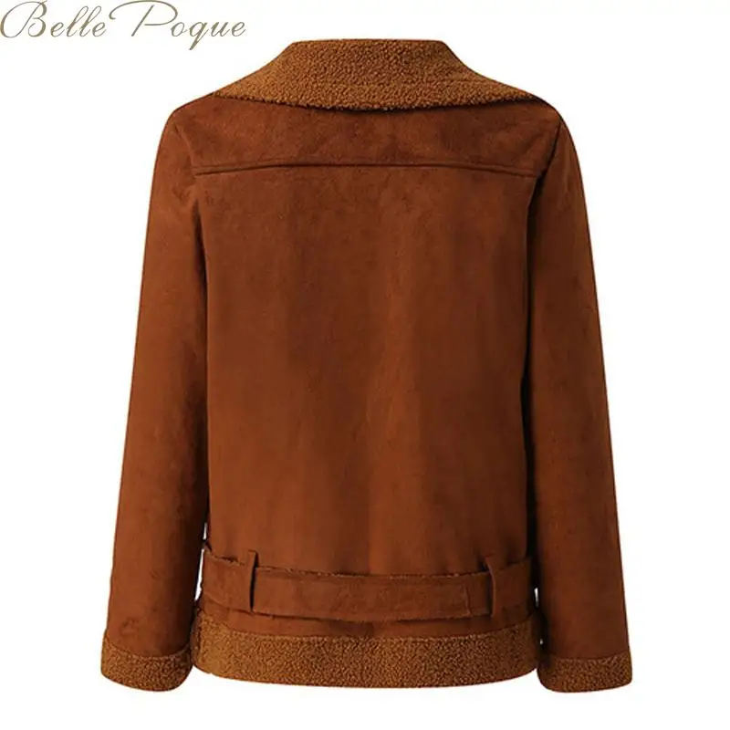 Belle poque, плотное пальто для женщин, теплая верхняя одежда, Короткая свободная Меховая куртка на молнии, зимнее пальто, кардиган, однотонная женская куртка