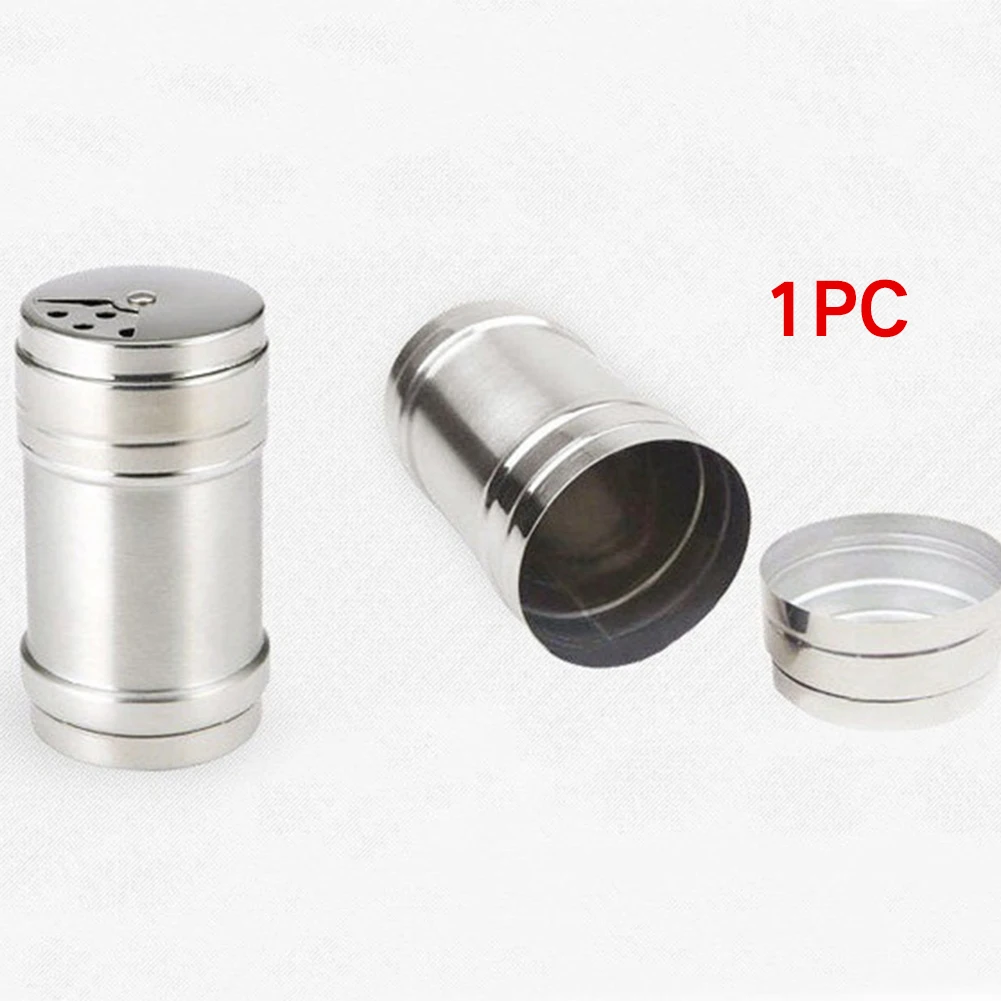 Spice Jars, Stainless steel Dredge Salt Sugar Spice Pepper Shaker Seasoning Cans with Rotating Cover