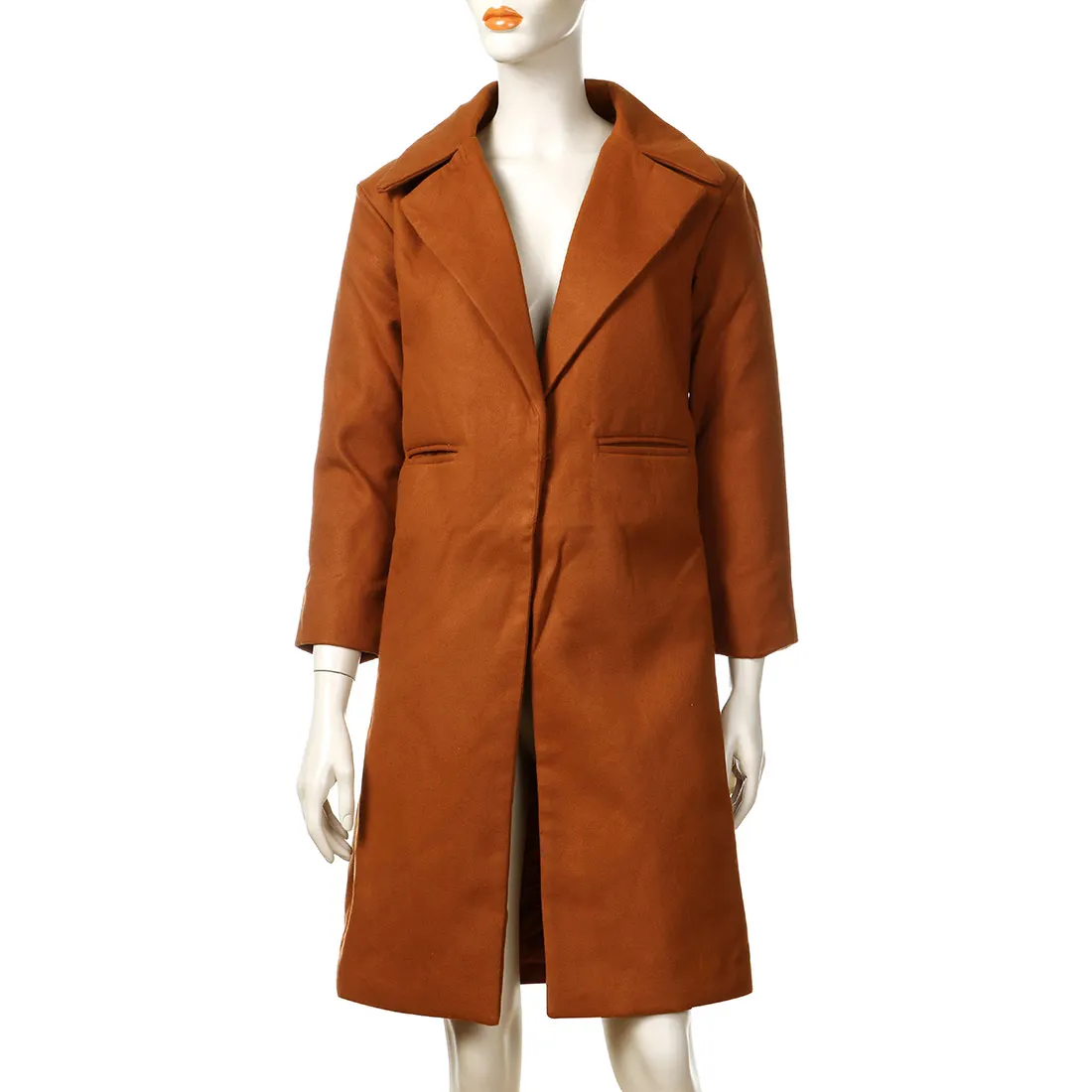 Зимнее пальто для женщин широкий лацкан и пояс карман шерстяная ткань и полиэстер шерсть смесь пальто оверсайз длинный плащ верхняя одежда