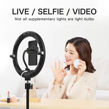 

10inch Dimmable LED Ring Light Portable Folding Selfie Stand Telescopic Fill Light Selfie LED Ring Lamp For Live MakeupTiktok