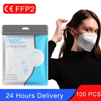 

100 PCS Mascarilla FFP2 KN95 Mouth Mask EN149 European Standard 5 Layers Anti-droplets Protective KN95 Reusable Filter mask CE