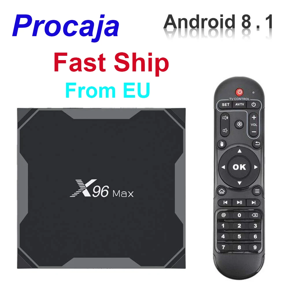 

Procaja X96 Max TV Box Android 8.1 X96max Android TV Box 4G RAM+32G/64G ROM S905 X2 /BT4.0/H.265/3D UHD 4K /2.4G/5G Dual Wifi