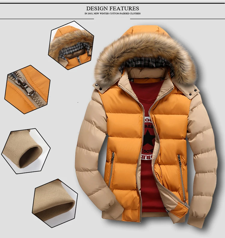 HENCHIRY, мужские зимние куртки, толстая парка с капюшоном и меховым воротником, мужские пальто, повседневная стеганая Мужская куртка, Мужская одежда, зимнее Стеганое пальто