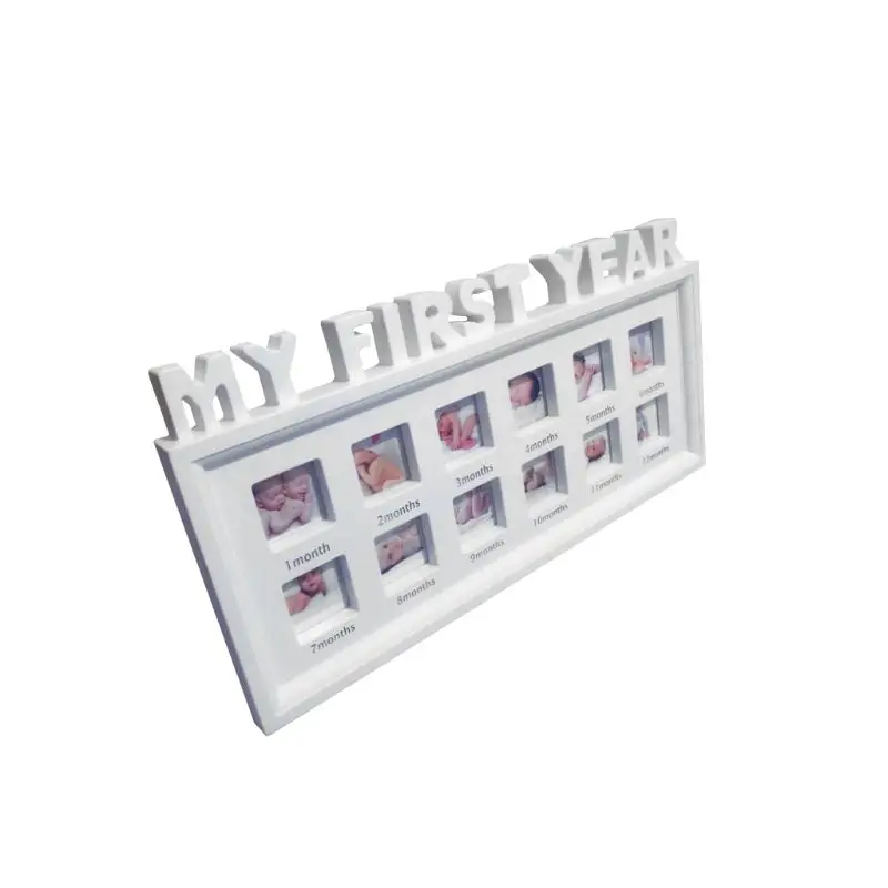 Белый Творческий DIY 0-12 месяцев ребенок "Мой первый год" фотографии дисплей пластиковая фоторамка сувениры в память детей растущей памяти подарок - Цвет: Белый