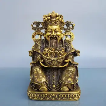 

15" Chinese Seikos Bronze God of Wealth Buddha Statue God of Wealth Holds Ingot and Gives Money Implication Lucky fortune