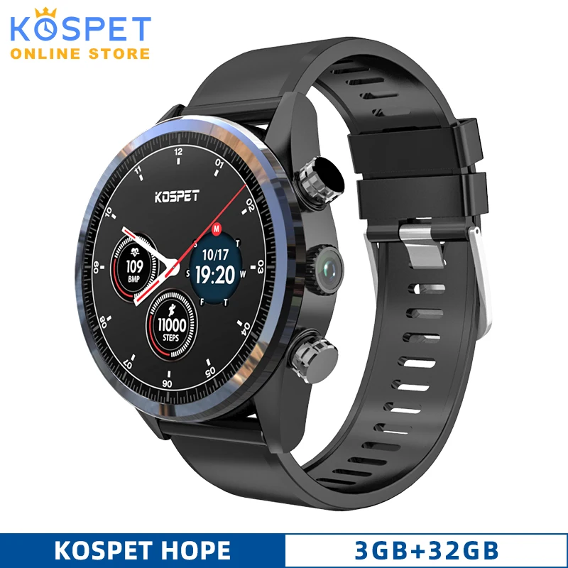 Смарт часы KOSPET HOPE 3 ГБ 32 gps Android 7 1 IP67 водонепроницаемая камера 8 0 МП 39 дюйма 620 мА/ч 4G