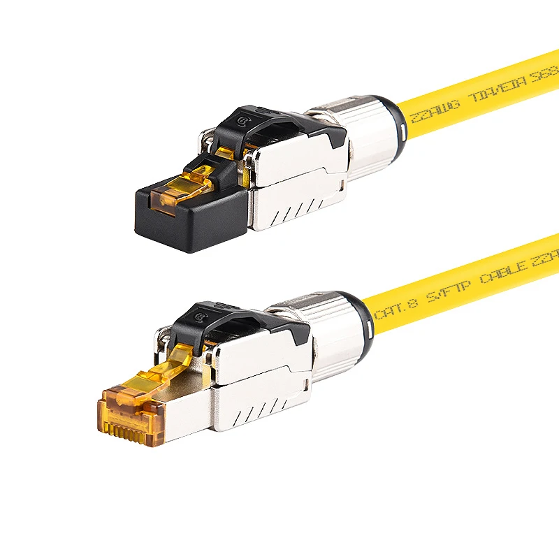 Cabo de Rede Ethernet Rj45 Cat8 Cat7 Cat6a Cabo Pré-terminado Pré-montado Cabos de computador e conectores - Imagem 5