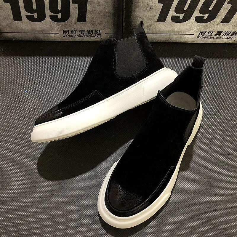 NEW Brand suede Leather high Quality design Slip on Motorcycle Men Chelsea Boots Fashion Men's flats shoes Ankle Boots sdc3