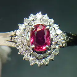 Настоящие хорошие драгоценности 18 K Gold 100% натуральный 0.42ct драгоценный красный рубин Роскошные 18 k золото бриллианты камень женский кольцо