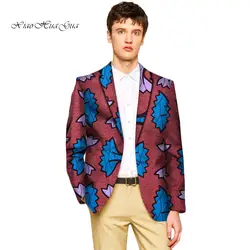 Новые модные мужские Slim Fit Блейзер длинный рукав богатая африканская ткань Formales повседневное пиджаки для женщин костюмы печати хлопок WYN416