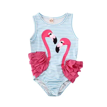 

1-4Y New Fashion Toddler Kid Baby Girl Swimsuit Cartoon Flamingo One Piece Bikini Elegant Swimwear Beach Cute Bathing Suit