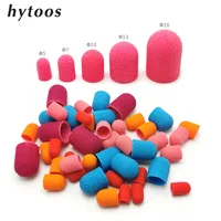 50Pcs Plastic Sanding Caps Nail Drill Accessories Pedicure Care Polishing Sand Block Foot Cuticle Remove Tool With Rubber Grip