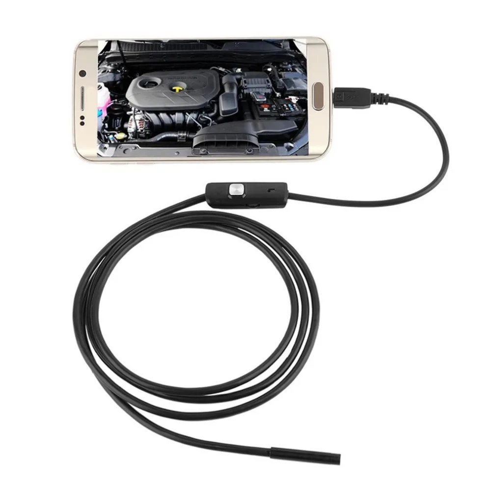 1 м USB кабель Водонепроницаемый эндоскоп мини жесткая инспекционная Гибкая камера бороскоп с объективом 7 мм 6 светодиодный для телефона Android