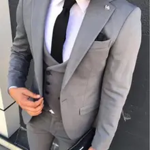 Модные трендовые новые продукты на заказ курить мужские серые для шафера Лучший мужской костюм из 3 предметов вечерние приталенные платья