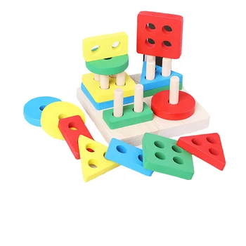 

Wooden Toys Montessori Early Learning Educational Toys Geometric Puzzle Board Shape Matching Block Toy Gift for Children