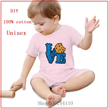 

Cookies monster Love cookies printing Bodysuits Baby 0-24M Newborn Babies Summer Boy Girl Surplice Playsuit Clothes Toddler