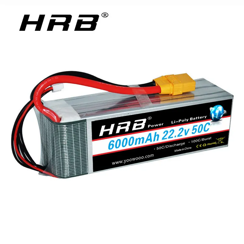 HRB 6S 22,2 V 6000mah Lipo батарея 50C RC части с разъемом XT90 T разъем для 700 800 RC грузовой вертолет Самолет RC автомобиль Лодка