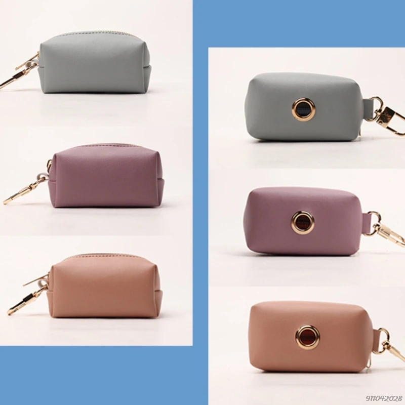 Dispensador portátil de bolsas para excrementos de perro, bolsa de viaje de cuero PU para caca de gato y mascota, soporte para de residuos, organizador, venta al por mayor|Bolsas para