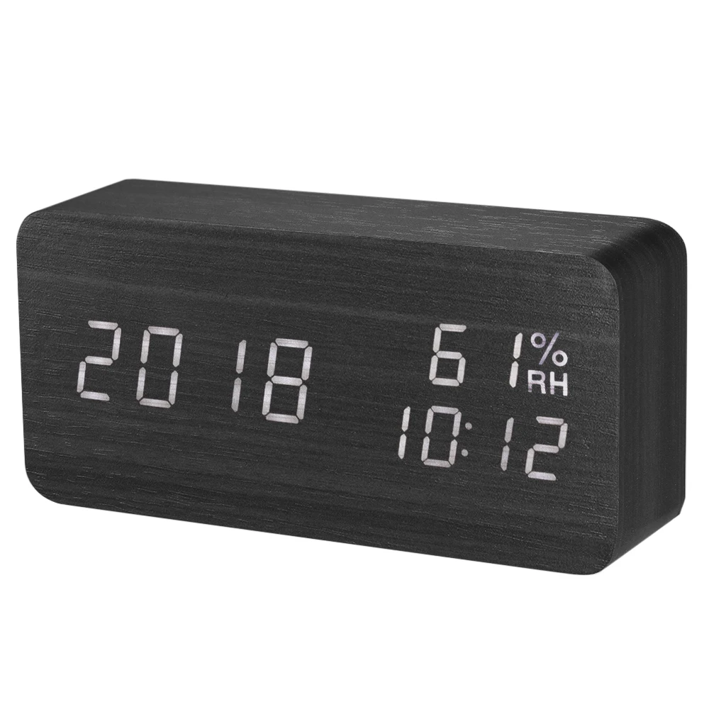 Светодиодный цифровой будильник с питанием от USB/аккумулятора, диммер, гигрометр, термометр, часы с 3 сигналами тревоги