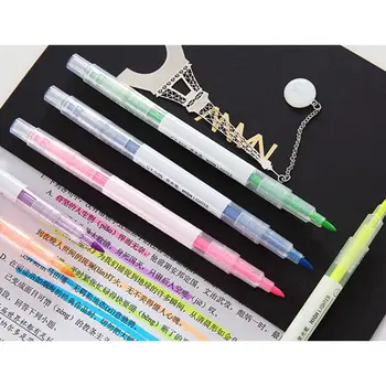 

6 Colors Double Headed Highlighter Pen Fluorescent Marker Art Drawing Stationery Y51A