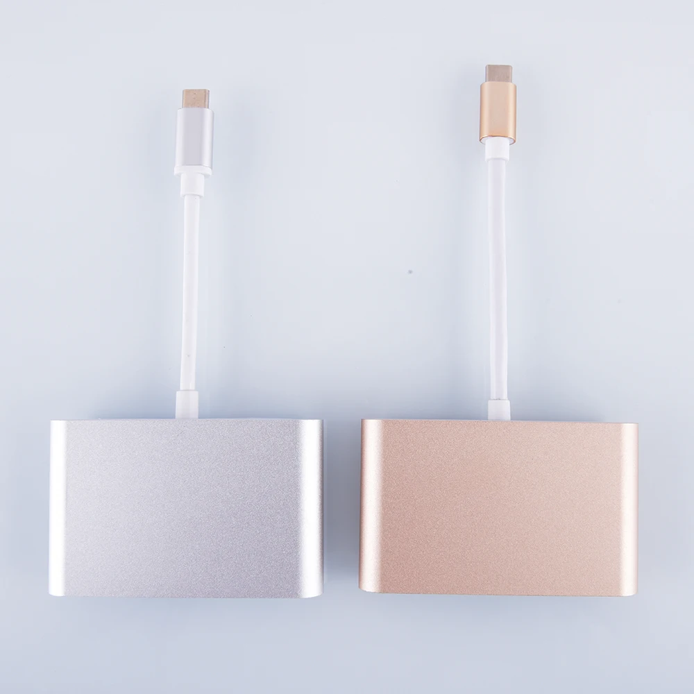 Тип C адаптер 3-в-1 3 концентратор Usb type C к Hdmi Vga 3,5 мм Usb адаптер с Тип-C Мощность доставки
