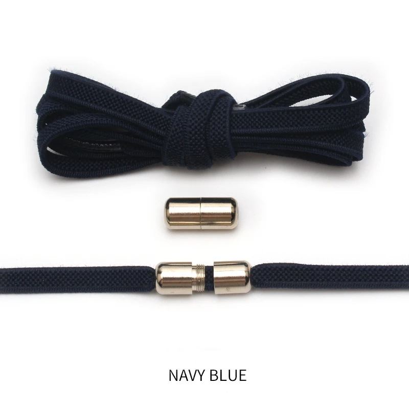 Navy blue 1 пара новых плоских эластичных шнурков с фиксацией шнурков без завязок специальные креативные кроссовки унисекс для детей и взрослых шнурки - Цвет: Navy blue