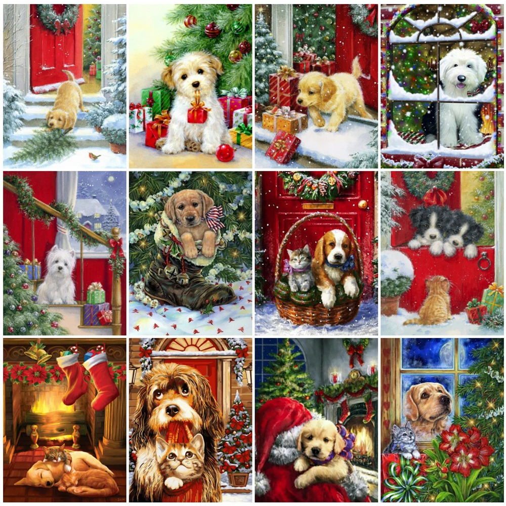 

EverShine Diamond Embroidery Animal Diamond Painting Kit Dog Cross Stitch Needlework 5D DIY Beaded New Arrival Child Gift