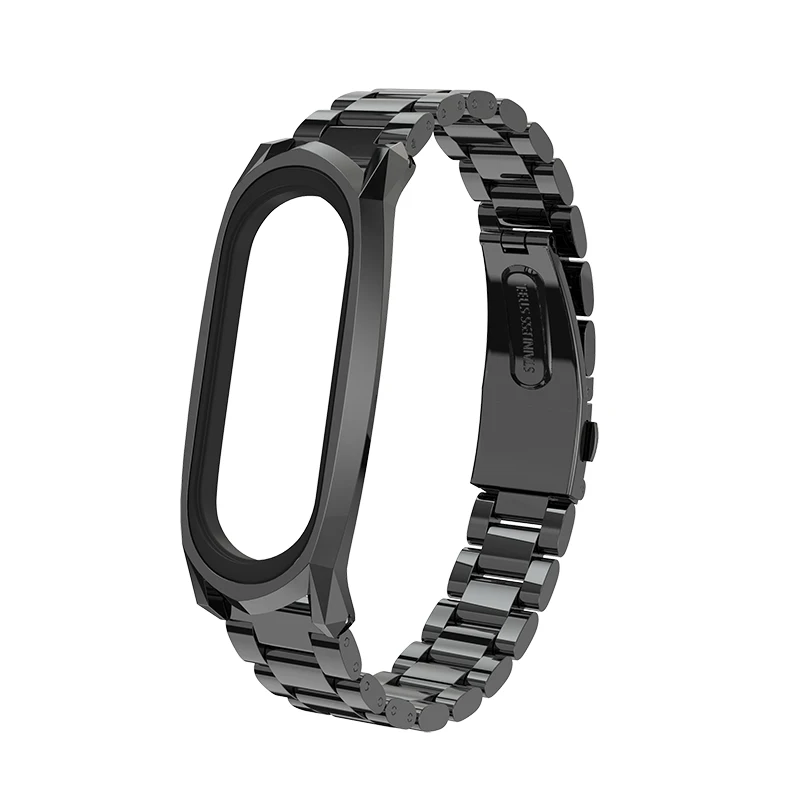 GT Style Black Металлический ремешок для Xiaomi mi Band 4 3 браслеты браслет из нержавеющей стали для mi band 4 ремешок для mi band 3 браслеты Pulsera - Цвет: GT Style Black