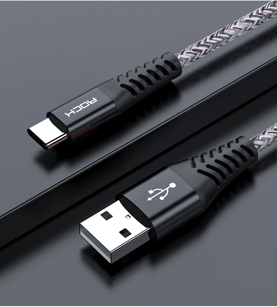 Rock usb type-C кабель для samsung S10 S9 S8 Быстрая зарядка 3,0 кабель USB C Быстрая зарядка для huawei P30 Xiaomi USB-C провод зарядного устройства