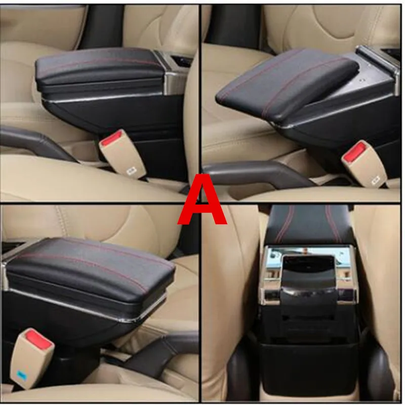 For Renault logan 2/Megane/twingo armrest box central Store content box products interior Armrest Storage accessories part - Название цвета: A black red line