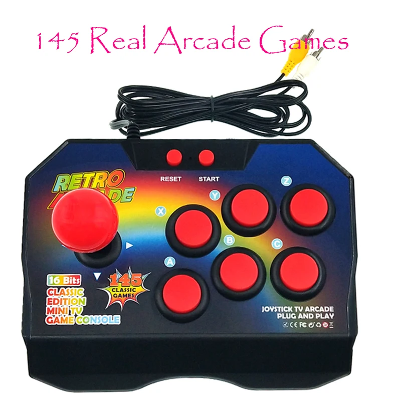 

New Retro Joystick Video Game Consoles Pocket 16 Bit Built-in 145 Arcade Game ABS Console Players Stick Controller Console AV