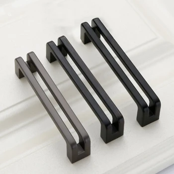 

Zinc alloy Barn Door Pull Handle Decorative Furniture Wood Door Handles Black Drawer Flush Handles For Interior Doors Hardware