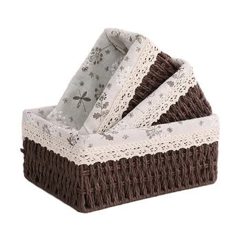

New Retro Style Handmade Rattan Woven Wicker Storage Basket Child Toys Organizer Household Desktop Snacks Fruit Cosmetics Box