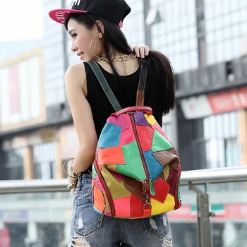 

Fall Backpack, Small True Leather Cowhide Bag, New Korean Fashion Travel