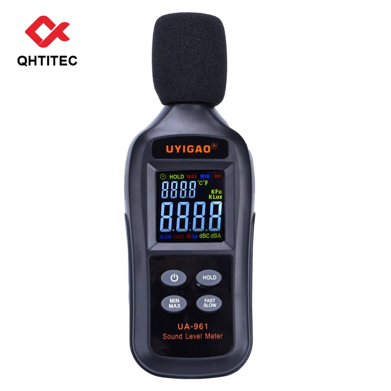 

QHTITEC Decibel Meter Range 30-130dB(A) Digital Sound Level Meter MAX Noise Volume Monitor Noise Measurement Data Hold Function