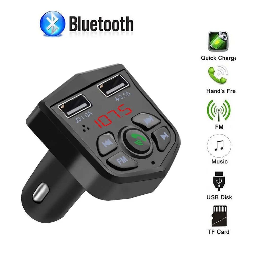 Bluetooth 5,0 Handsfree автомобильный mp3 комплект 3.1A Быстрый двойной usb зарядный порт lcd Цифровой вольтметр TF карта U диск AUX плеер(803E