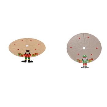 

Christmas Tree Walnut Soldier Skirt Linen Carpet Xmas Tree Bottom Cover