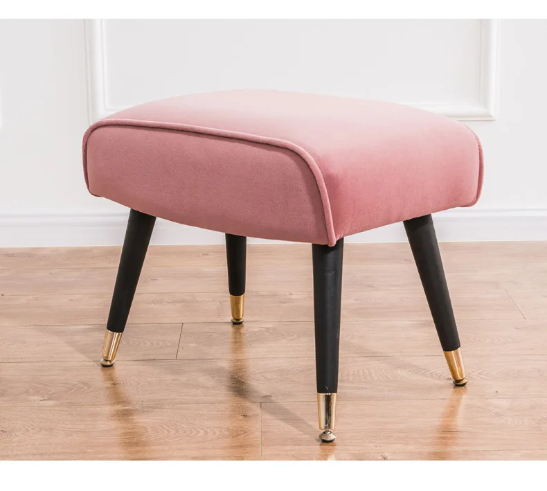 European Style Removable Flannel Footstool Adult Small Stool Coffee Table Side Bench