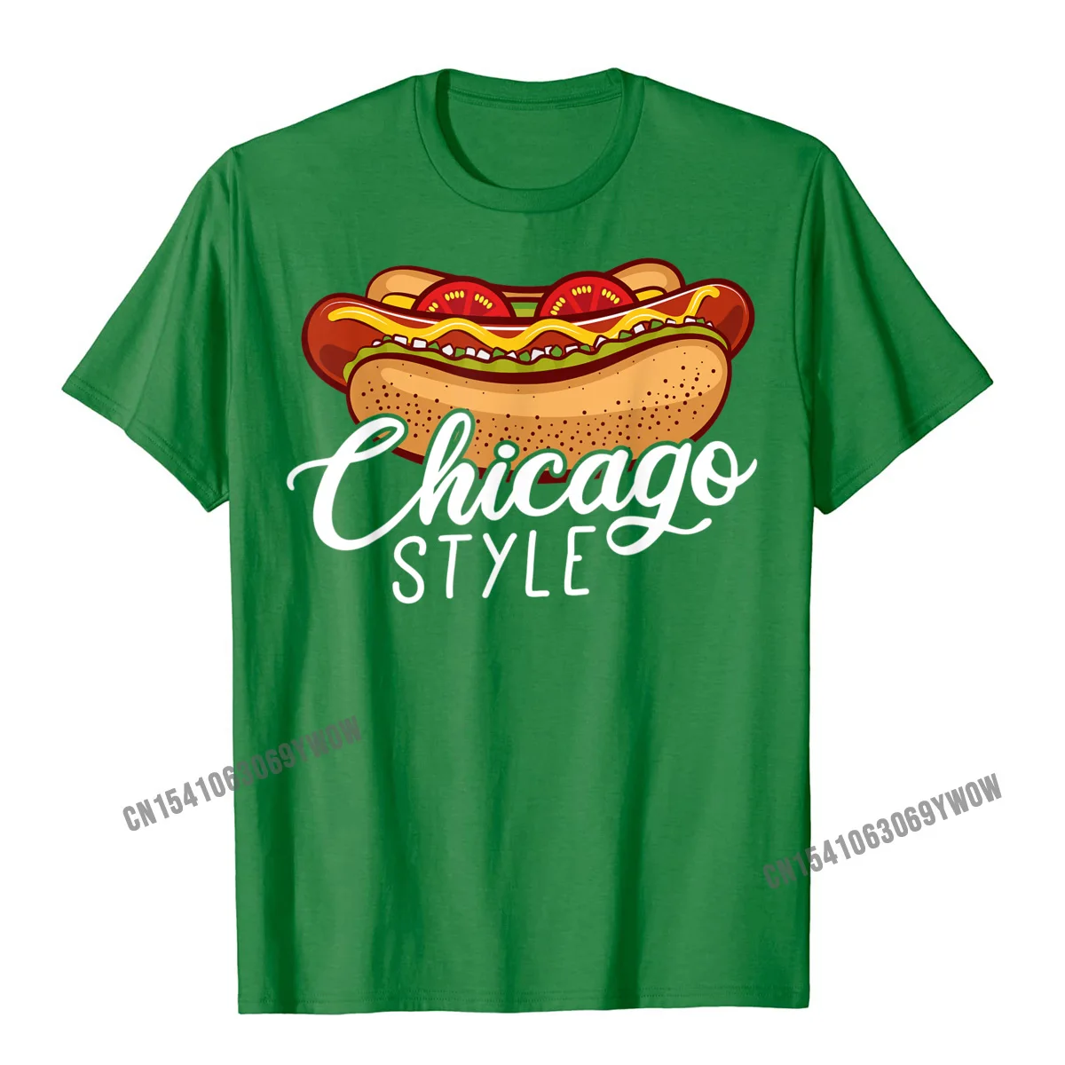 Cotton Men Short Sleeve Summer Tshirts Cool Tops Shirts 2021 Discount Classic O-Neck Clothing Shirt Drop Shipping Chicago Style HOT DOG Gift Hotdog T-Shirt__967 green
