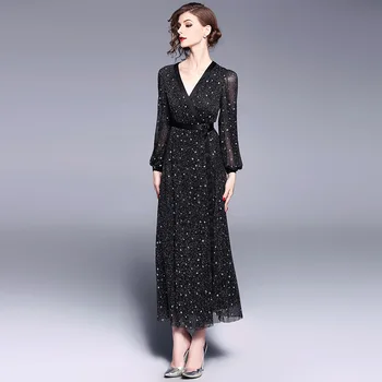 

Spring Summer Women 2020 V Neck Party Long Sleeve Maxi Dress Elegant Vestidos De Festa 100 KJ2676