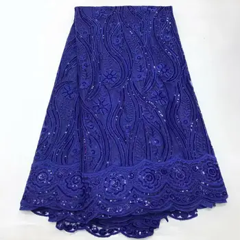 

Royal blue (5yards/pc) high quality gradient gold green African sequins lace French net lace fabric for bling bling party dress
